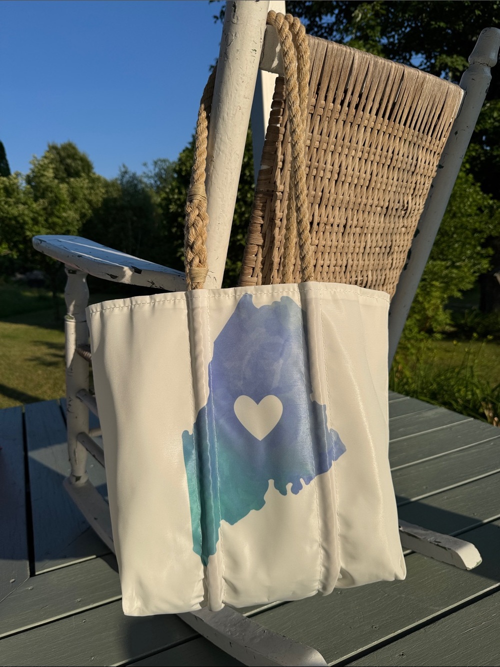 Sea Bags Medium Tote with Watercolor Maine Heart